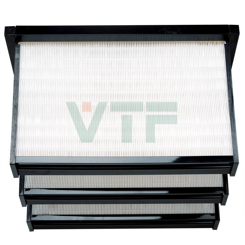 High Efficient 99.99% Plastic Frame V Bank Combined HEPA Air Filters H14